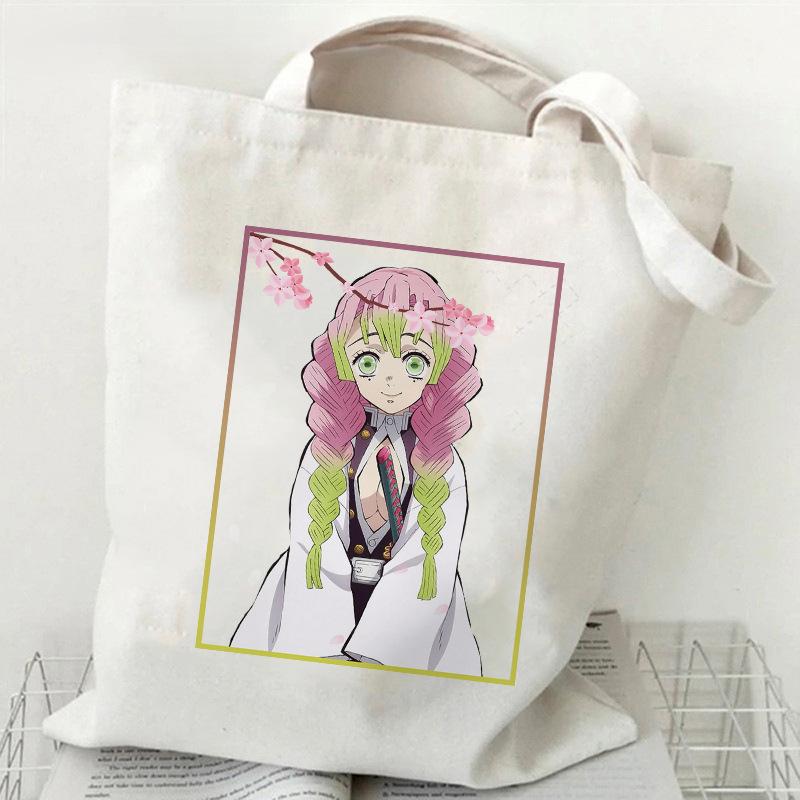 Japan Kanroji Mitsuri Demon Slayer Cartoon Printed Canvas Bag, Student Shoulder Bag/tote Bag for Class 7548
