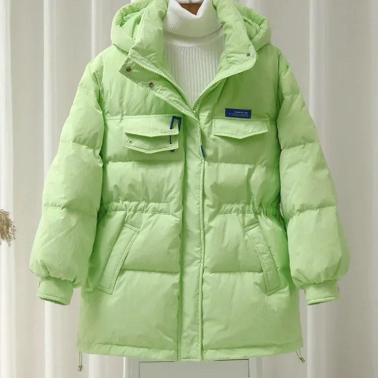 WTEMPO Große, dicke, mit Plüsch gefütterte Mäntel aus Baumwolle Lose Daunenjacken für Damen Baumwollmäntel mit Reißverschluss und Taschen