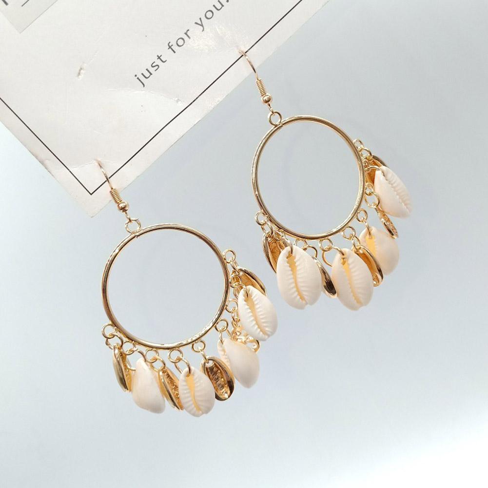 Women Fashion Bohemian Style Long Earring Shell Tassel Conch Earrings