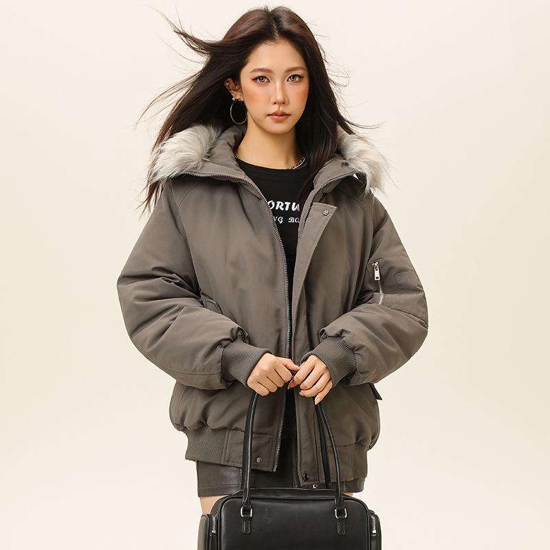 

Унисекс Зимнее Теплое Хлопковое Пальто с Меховым Воротником и Капюшоном Мужское Женское Повседневное Короткое Хлопковое Пальто Верхняя Одежда Парки 2XL