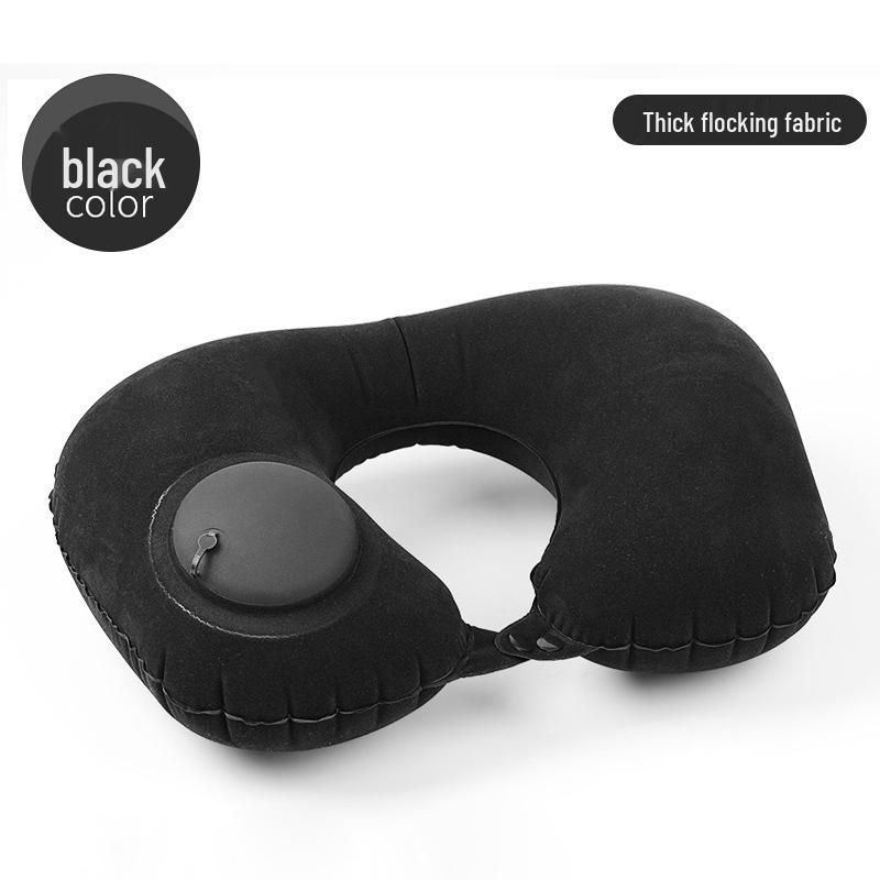 Pressing Inflatable U-Shaped Travel Pillow: Portable Airplane Headrest & Nap Neck Support