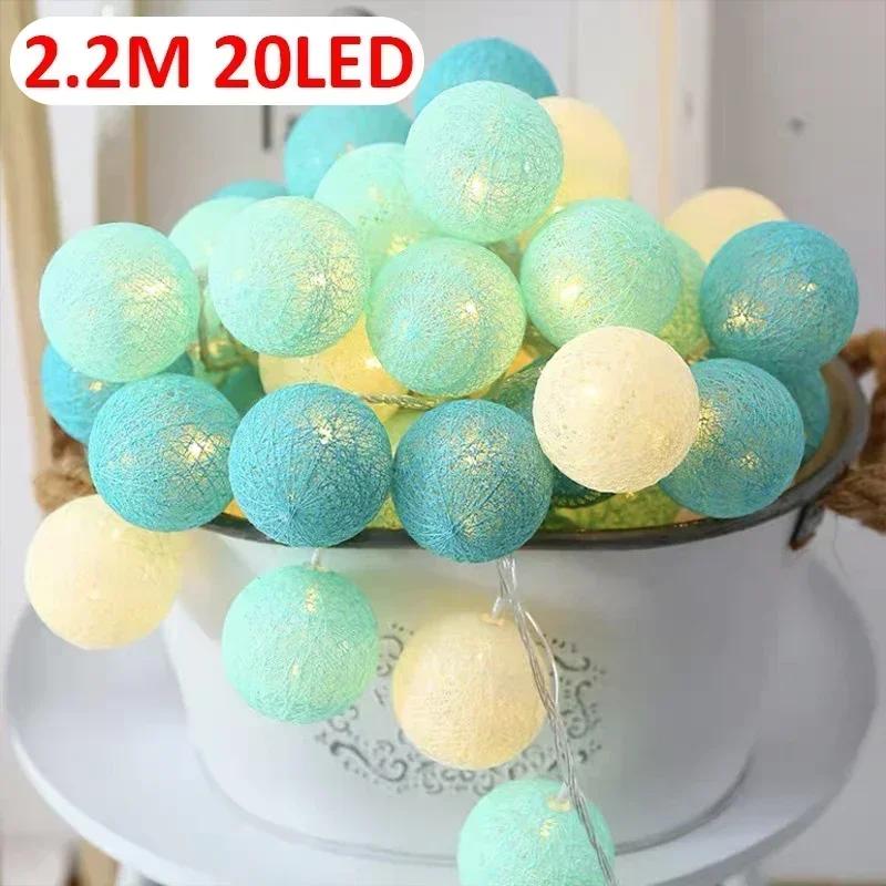 LED Cotton Balls String Lights Lantern Battery or USB Powered Wedding Home Party Ornament Lighting Stings Christmas Decoration