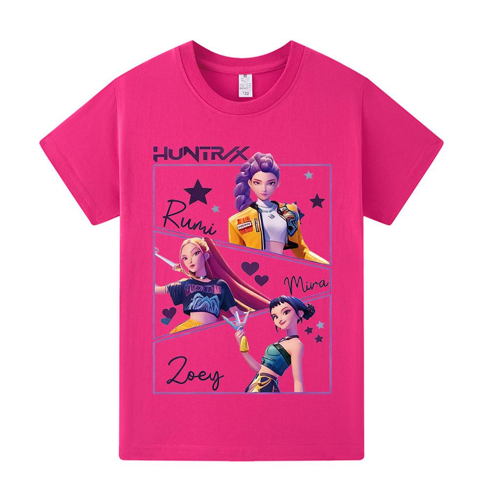 A1241 Kinder Jungen Mädchen Kpop Rumi Zoey Mira Print Kurzarm T-Shirt