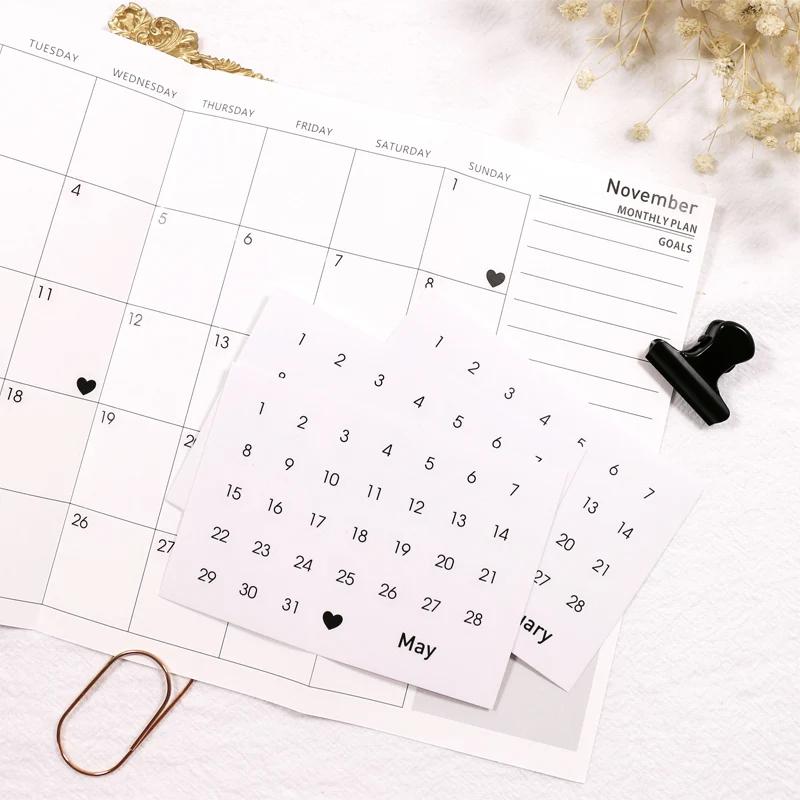 Transparent Date Stickers for Full Year 365 Days Planner Stickers Weekly Monthly Daily Book Label Index Stationery Stickers