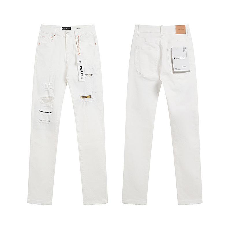 Purple Brand Ink Printing Meichao High Street Retro Ripped Casual Trend Denim Horn Pants Small Feet