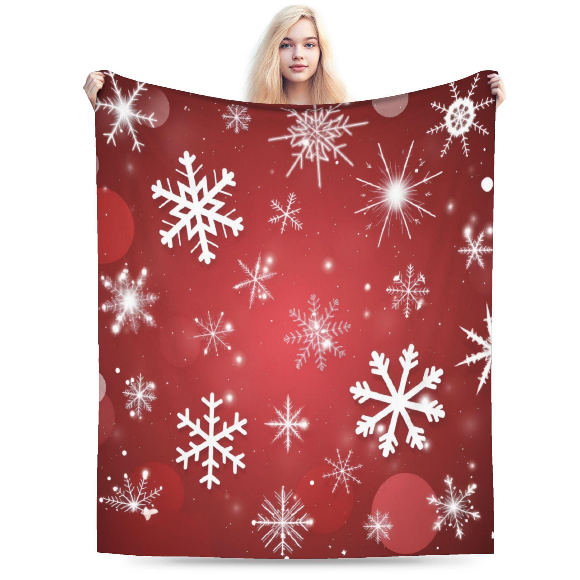 

winter snowflakes christmas santa claus checkered snow Blanket Ultra-Soft Flannel Throw Blankets Comfortable Bedding Throws 30x40in