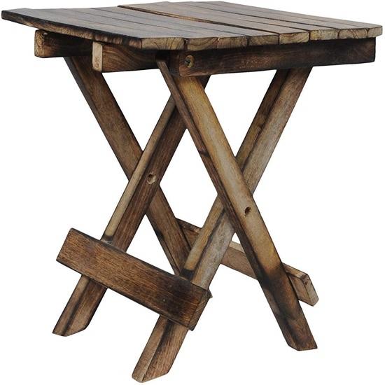 30.48 Cm Wooden Matte Finish Folding Stool For Living Room