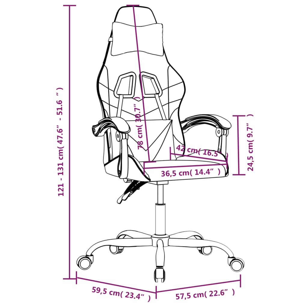 Gaming Chair Black and White Faux Leather
