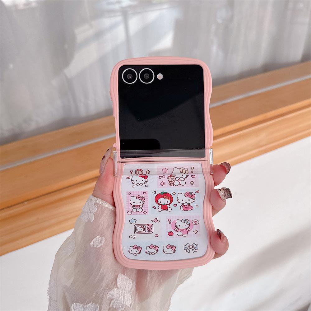 Hello Kitty Samsung Galaxy Z Flip Series Folding Soft PC Phone Case with Lanyard