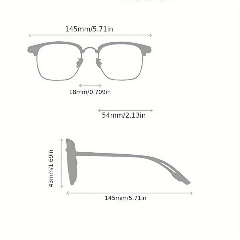 Retro Stylish Men's Half-Frame AC Lens Glasses - Sleek Iron Alloy Frame Lightweight & Durable Perfect for Casual or Formal
