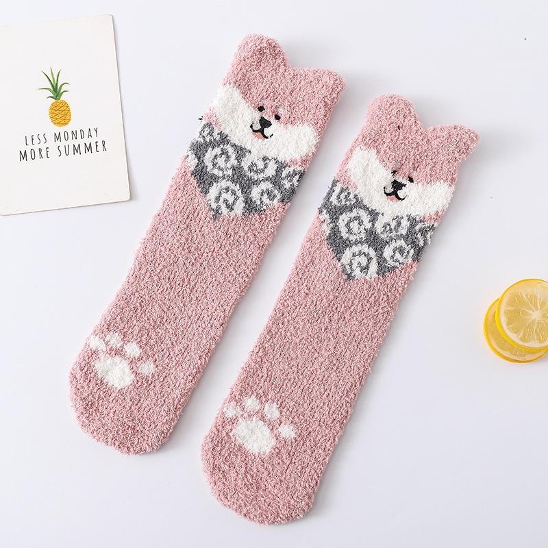Womens Warm Cute Socks Dog Novelty Animal Socks for Girl Cartoon Casual Crew Funny Fuzzy Crew Winter Home Socks