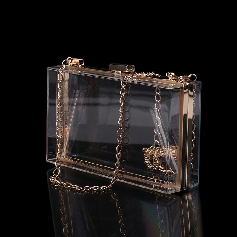 Transparent Acrylic Box Clutch Bag Chain Messenger Bag Women Evening Bags Handbag Chain Shoulder Bag Cosmetic Bag