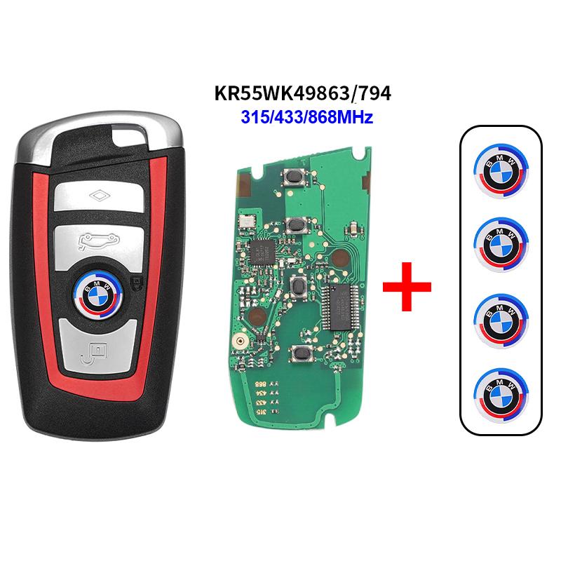 4 Buttons BMW Smart Remote Car Key Fob KR55WK49863 PCF7945 ID49 Chip 315/433/868MHz Uncut Key CAS4 FEM For 3 5 7 Series F30 F10 cwsh87
