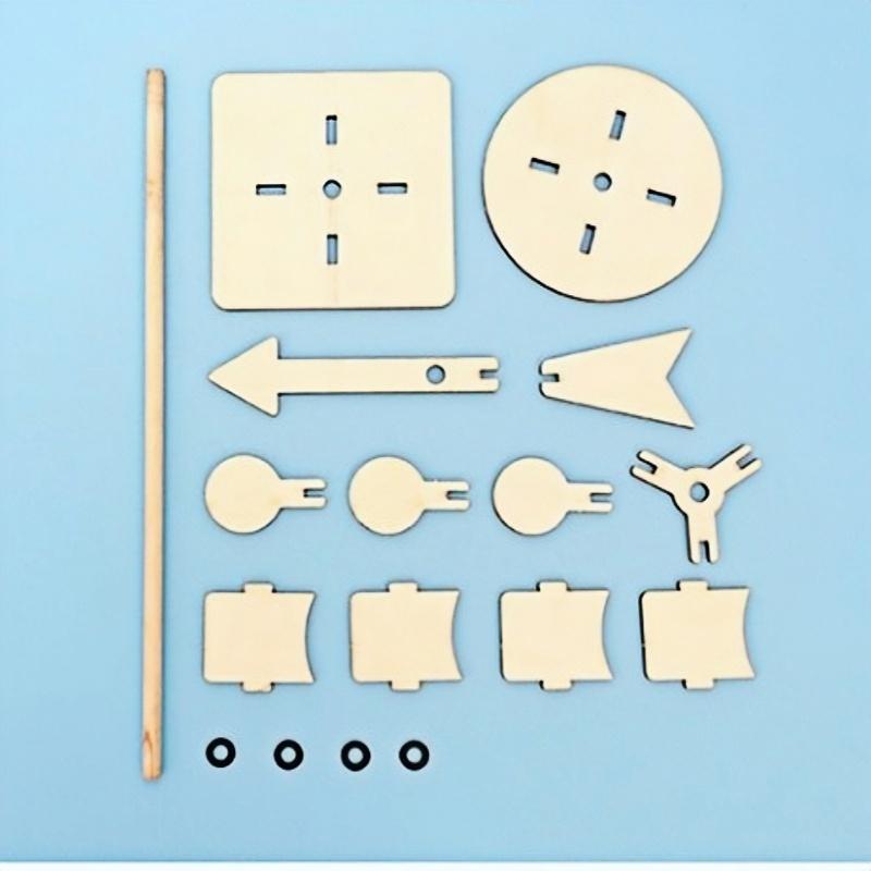 DIY Handmade Wooden Wind Vane Textbook Puzzle Science and Education Technology Material Pack Wooden Toys