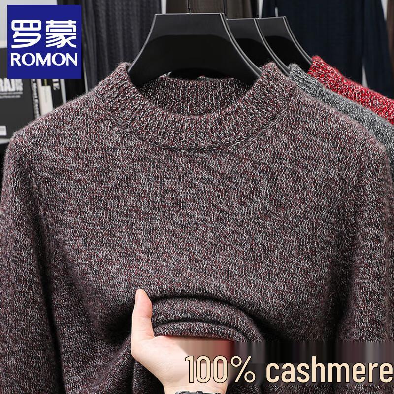 ROMON Men's Winter Jacquard Thick Cashmere Pullover Sweater