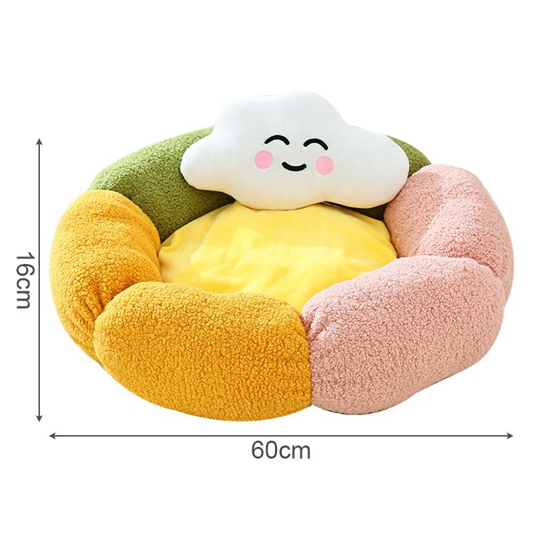 Warm Enclosed Pet House Flower Shape Cat Bed for Indoor Cats Cozy Winter Dog Cushion Soft Plush Comfortable Pet Nest for Small Animals