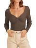 Autumn Winter Women's Cross Front Long Sleeve Elegant Knit Sweater Luxurious Relaxed-fit Slimming and Versatile Top
