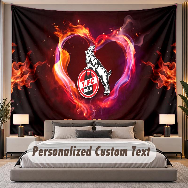 Custom Name Text Tapestry FC Köln Personalized Polyester Wall Tapestry For Bedroom And Room