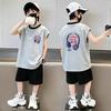 Boys' Stylish Cotton Color Block Vest & Shorts Set – Summer Two-Piece Casual Outfit