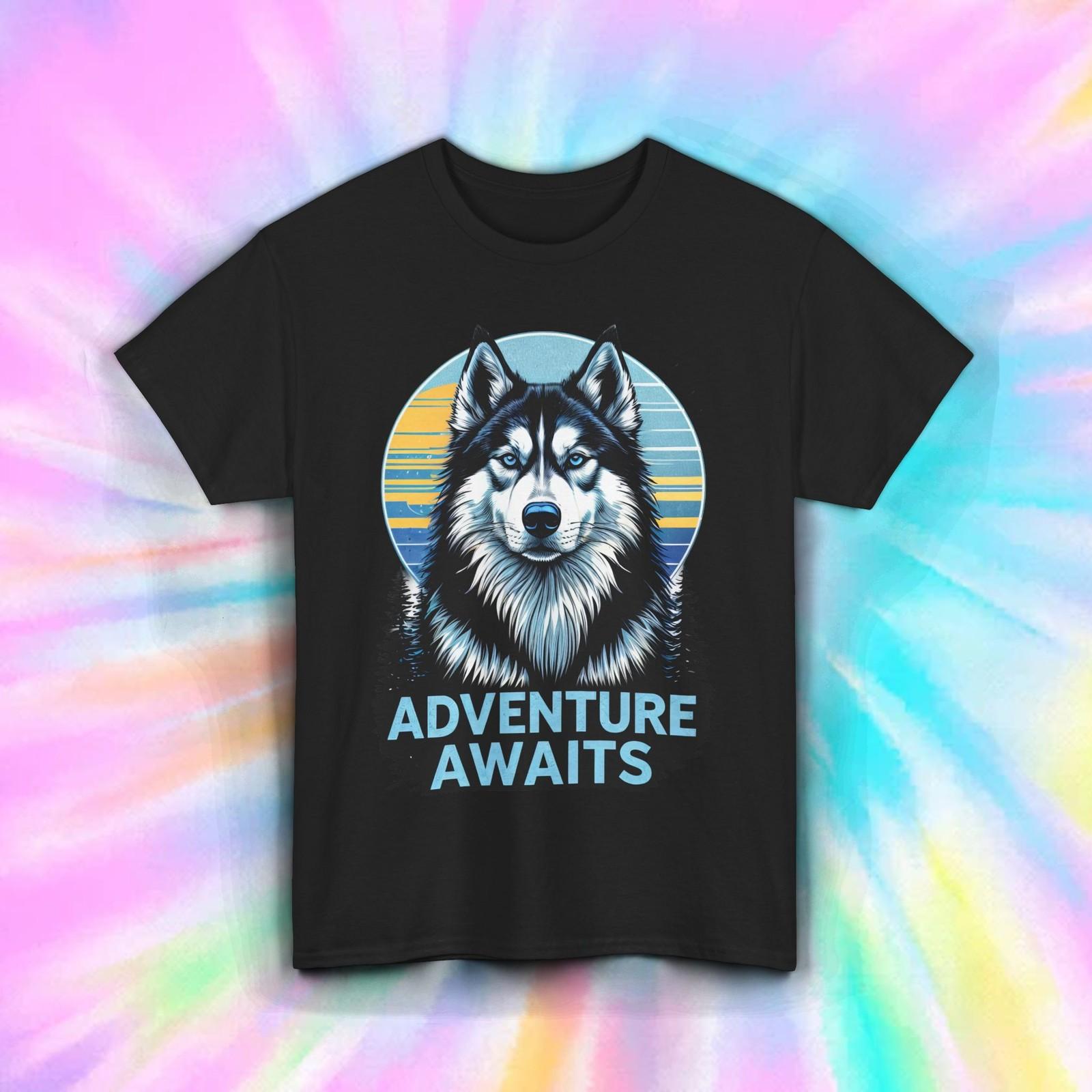 Adventure Awaits Shirt Wolf Sunset Wilderness Nature Hiking Tee S-5XL XXL