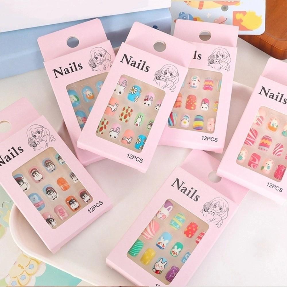 Schneeflocken Schneemann Kinder Cartoon Falsche Nägel Hase Blume Kinder Falsche Nagelverlängerung Weihnachtsfeier