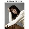 UR Women's Drape Neck Pleated Long Sleeve T-Shirt