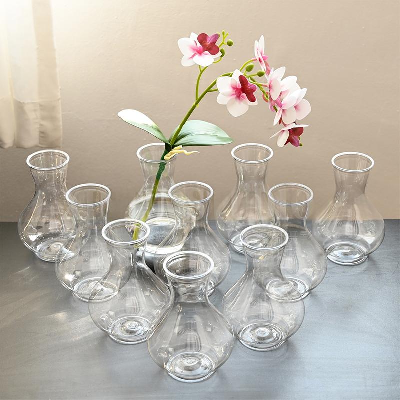 1Pc Plastic Striped Vases Transparent Vases Large-Bellied Vase For Wedding Banquets, Festivals And Home Table Decoration