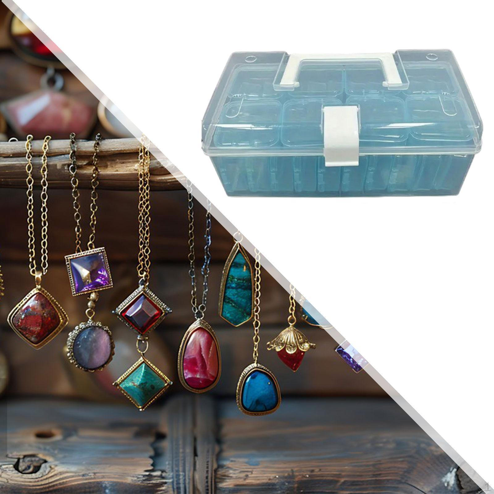 

Прозрачный пластиковый органайзер для бусин, контейнер для 32 маленьких коробок, футляр для хранения амулетов