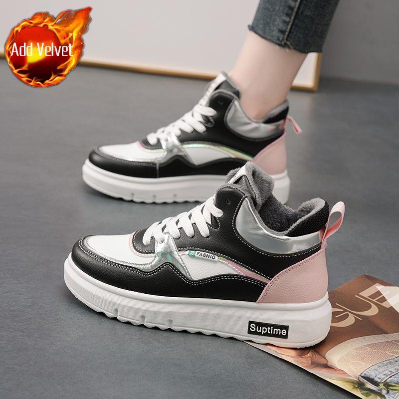 

Ботинки Элегантные кожаные и меховые туфли для женщин Черные ботинки Женские зимние корейские ботинки Обувь Зима 2024 Горячая обувь Платформа Половина 35