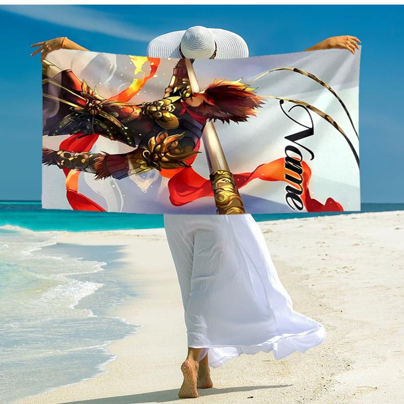 Personalized Customized Proof Beach Towel with Black Myth Wukong Game Pattern - Soft, Absorbent, Quick-drying, Perfect Swimming, Camping&bathing