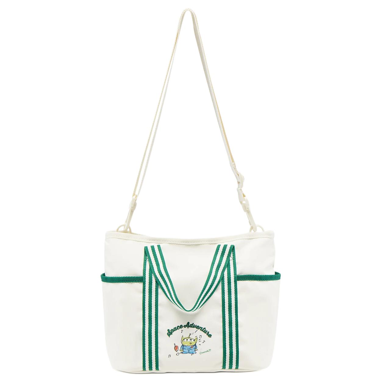 Li Ning Disney Three-Eyed Alien Collaboration Fashion Handbag Unisex handbags White Green ABDV259-1 White