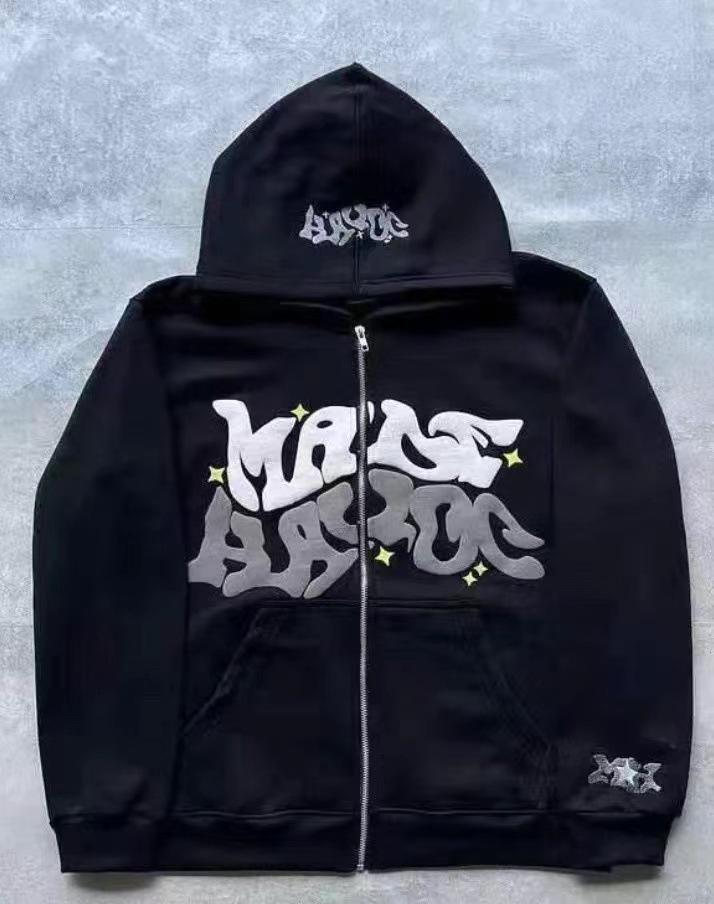 1121 Puff Letter Zip-Up Hoodie