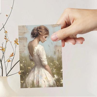 32pcs, Dream Garden Girl Postcards, Perfect for Birthday/anniversary Gifts, Suitable for Collection, Gifting, and Mailing.