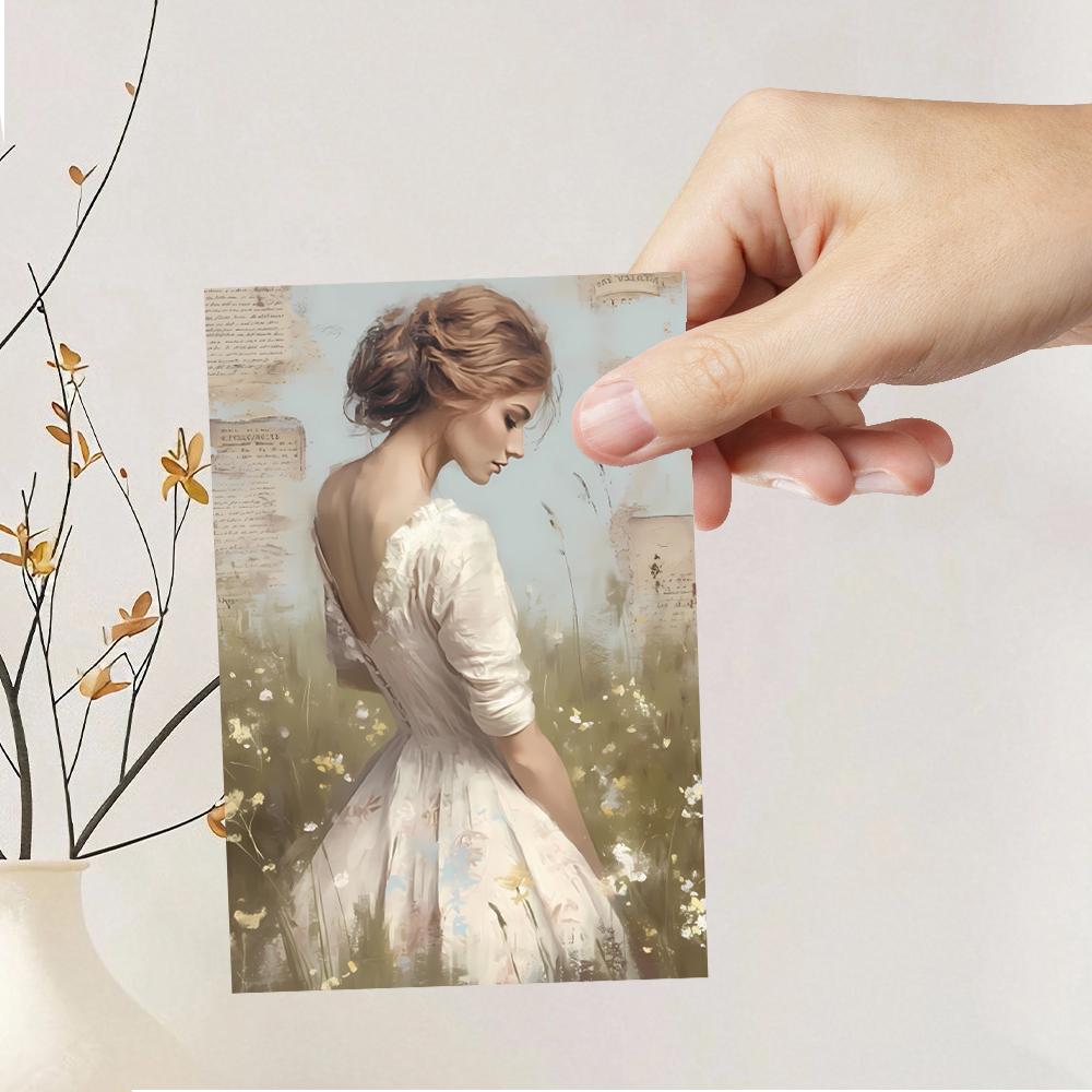 32pcs, Dream Garden Girl Postcards, perfect for birthday/anniversary gifts, suitable for collection, gifting, and mailing.