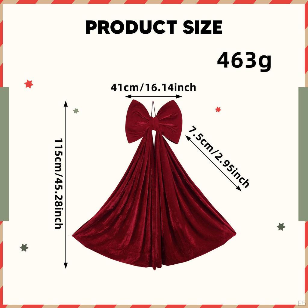 Christmas Red Big Bow Decor Velvet Large for Shower