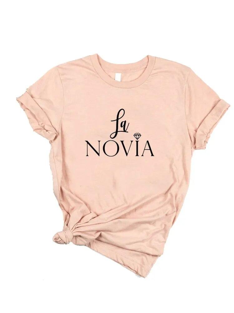 2023 Women La Novia Spain Inscriptions Team Bride Femme Wedding Shower T-Shirt Girl Bachelorette Hen Party T Shirts Unisex