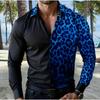 Herrskjortor med leopardmönster Formella långärmade skjortor Casual semesterkläder Design i stora storlekar Snabb leverans