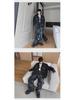 Men's Retro Washed Denim Ink Suit - Trendy Two-Piece Jacket & Trousers Set