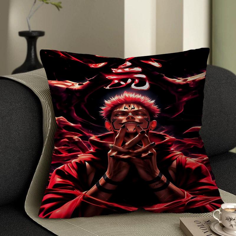 Poduszka Anime R-Ryomen S-Sukuna Poduszka Anime Pokrowiec na Poszewkę Poduszki na Kanapę Łóżko Zagłówek Pokrowiec na Poduszkę 45x45 Cm Modny