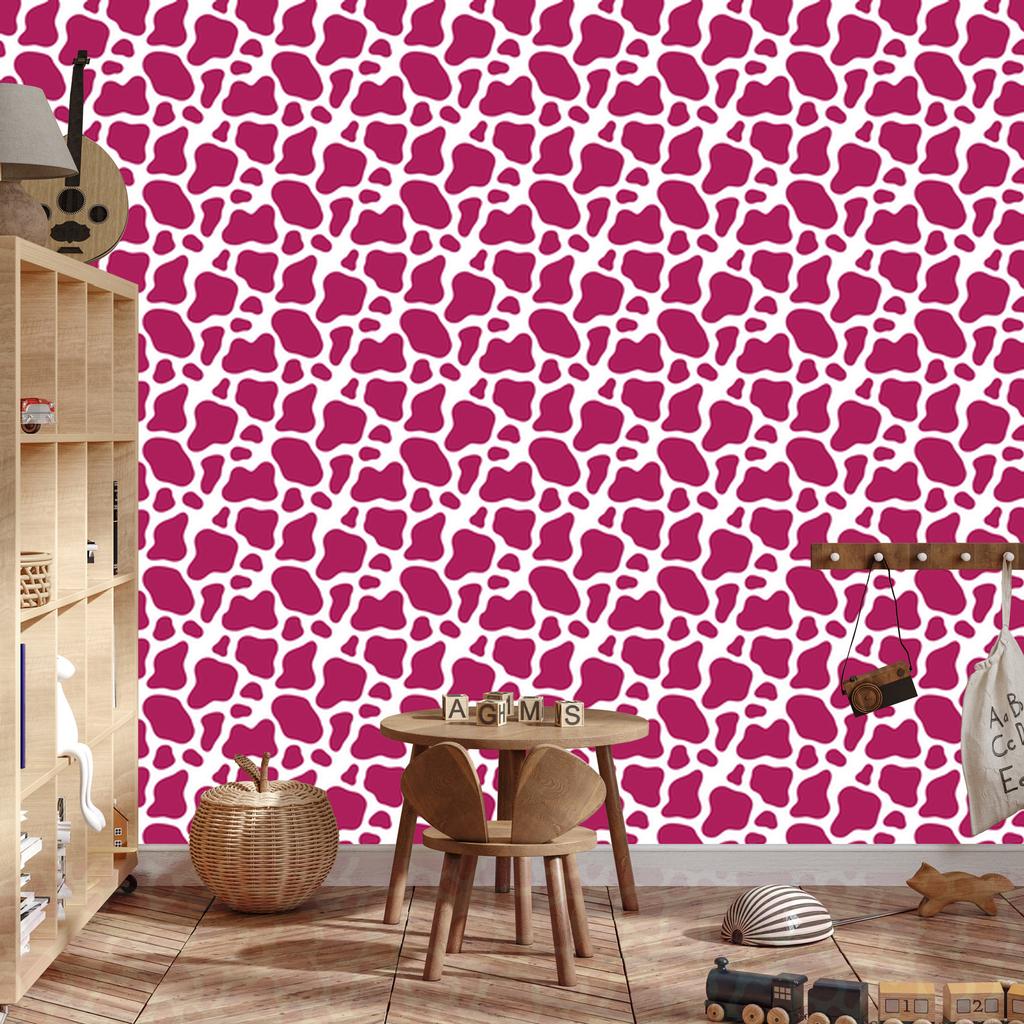Cow Patches Wallpaper, purple and powder pink, purple background, 50x1000