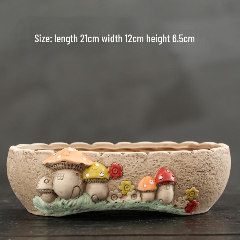 Cartoon Grobkeramik Großer Keramik Sukkulentenübertopf im Bilderbuchstil