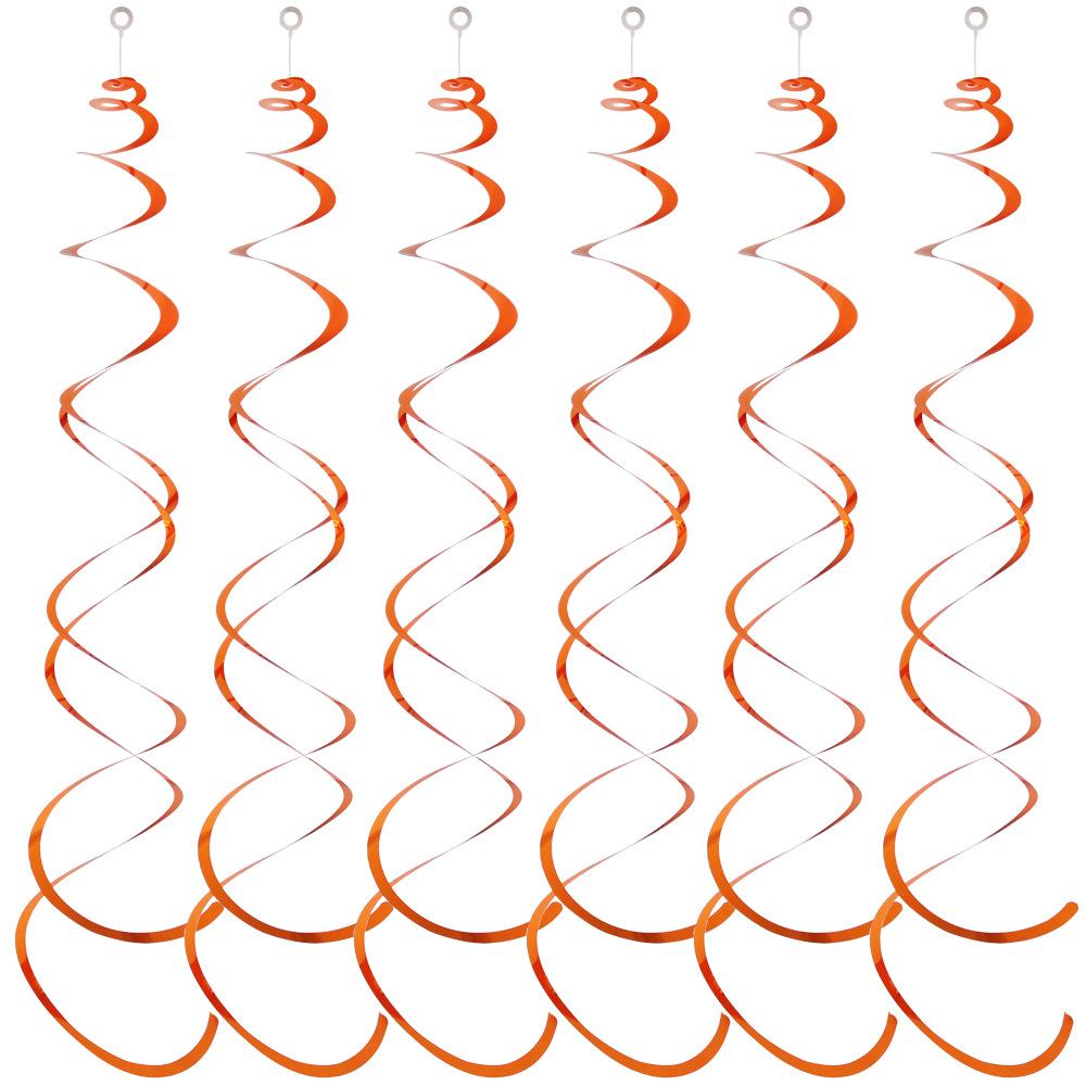 6PCS Spiral Pendant Party Streamers Hanging Plastic Streamer Spiral Pendant Twin Tail Party Ceiling Foil Swirl Decorations