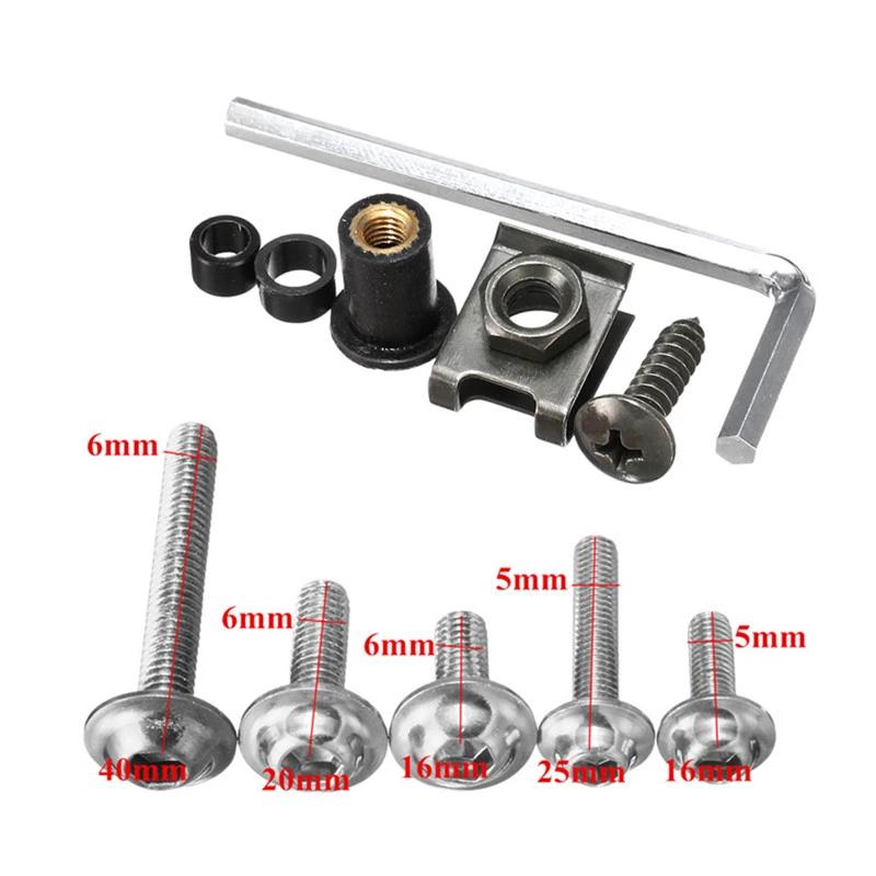 137Pcs Motorcycle Fairing Body Bolts Kit Fastener Clips Screw Nuts Aluminium For Kawasaki Suzuki Honda Yamaha  BMW Sportbikes