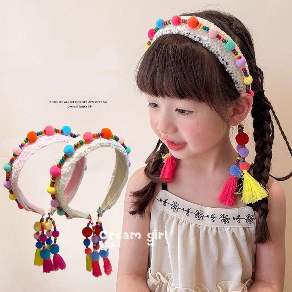 

Retro Ethnic Style Headband Exotic Bohemian Headbands Elegant Tassels Hairdband for Children Style 2