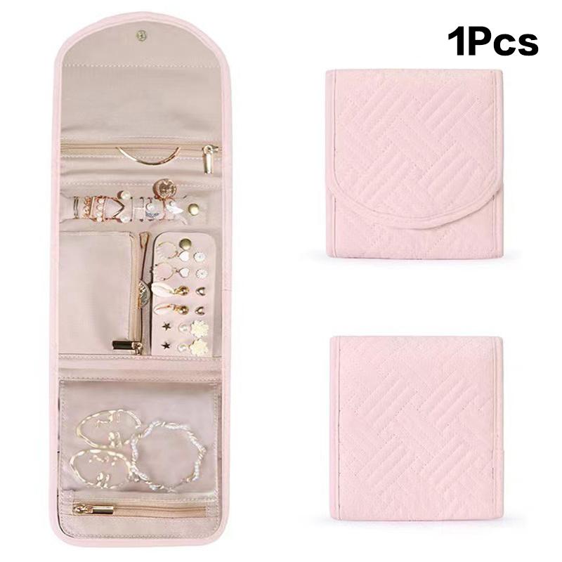Foldable Jewelry Case Roll Travel Jewelry Organizer Portable For Journey Earrings Rings Diamond Necklaces Brooches Storage Bag
