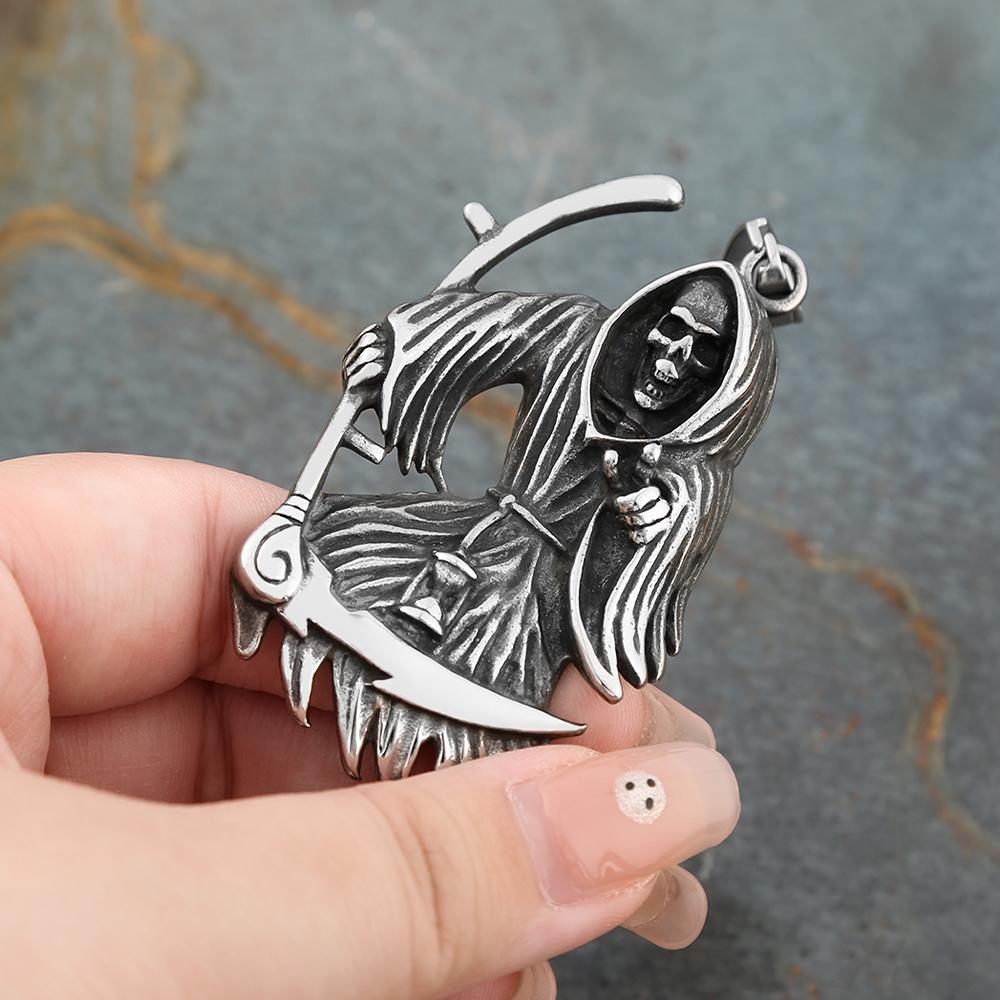 Gotische Hip Hop Totenkopf Anhänger Halsketten Für Männer Edelstahl Punk Mode Skelett Halskette Halloween Schmuck Geschenke Großhandel