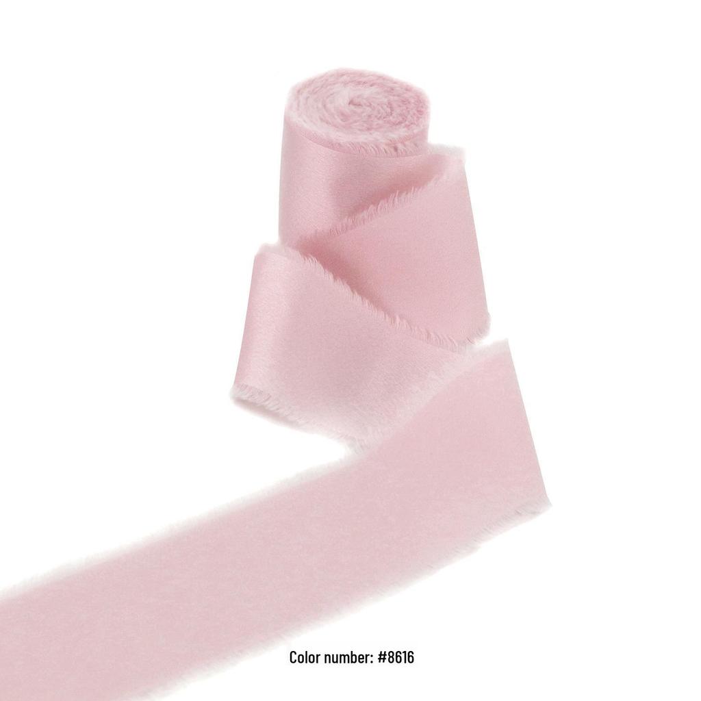 Hand-Tied Satin Chiffon Ribbon – Frayed Edge Silk Fabric for Gift Decoration