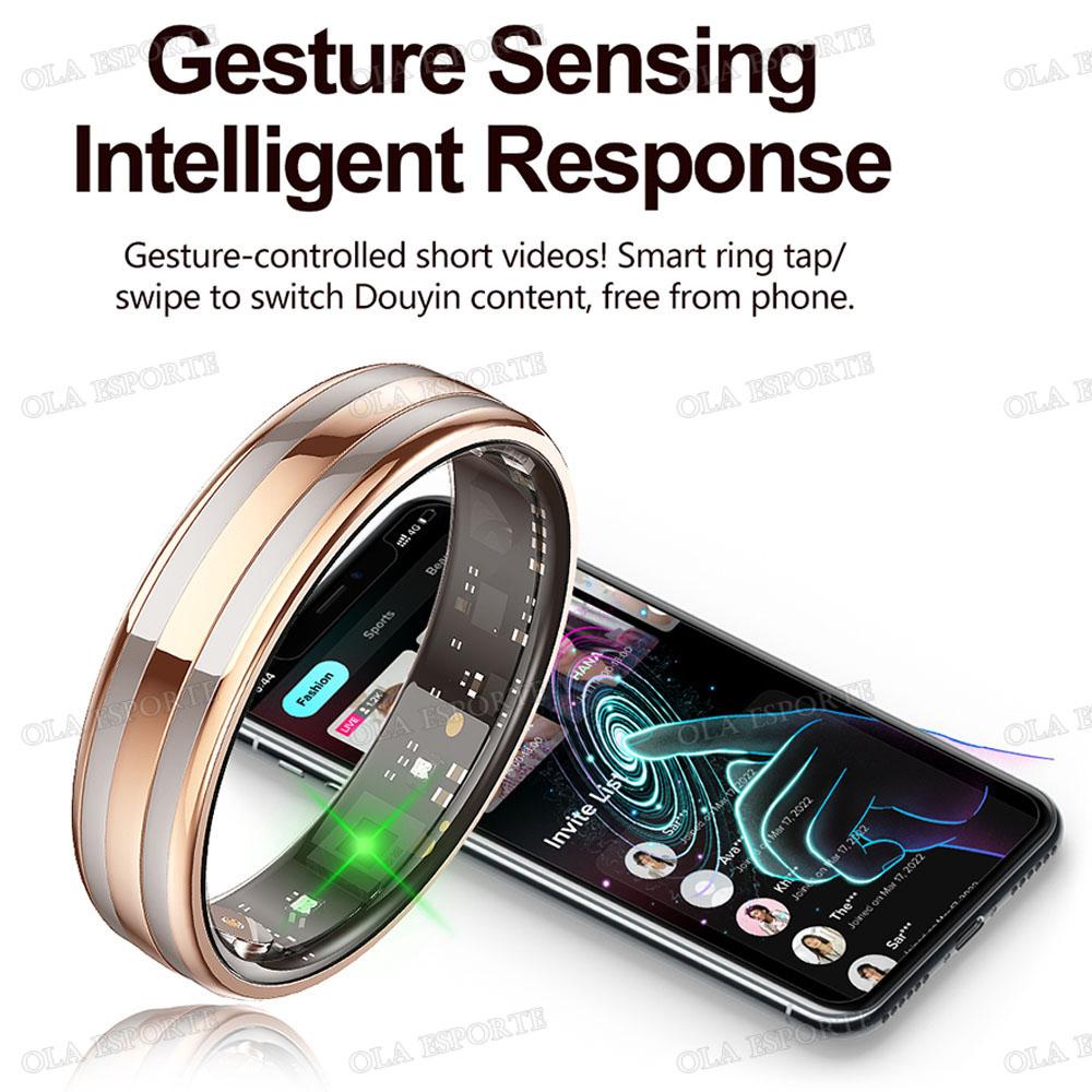 New  Smart Ring Heart Rate Stress Temperature Health Monitor Multi-sport Mode Waterproof Gesture Sensing Smartring Men Women