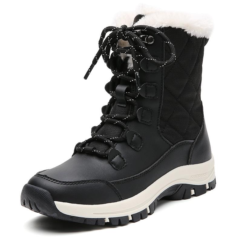 

Snow boots women s winter medium tube warm piled thickened cotton boots Northeast outdoor cotton shoes skiing large size high-top women s shoes 42