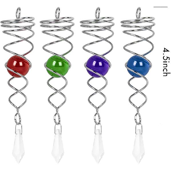 

4 шт. Спиральный стабилизатор для ветряка с зеркальным шаром, 4,5 дюйма, из нержавеющей стали и стекла, с подвесным поворотным крючком для уличного сада